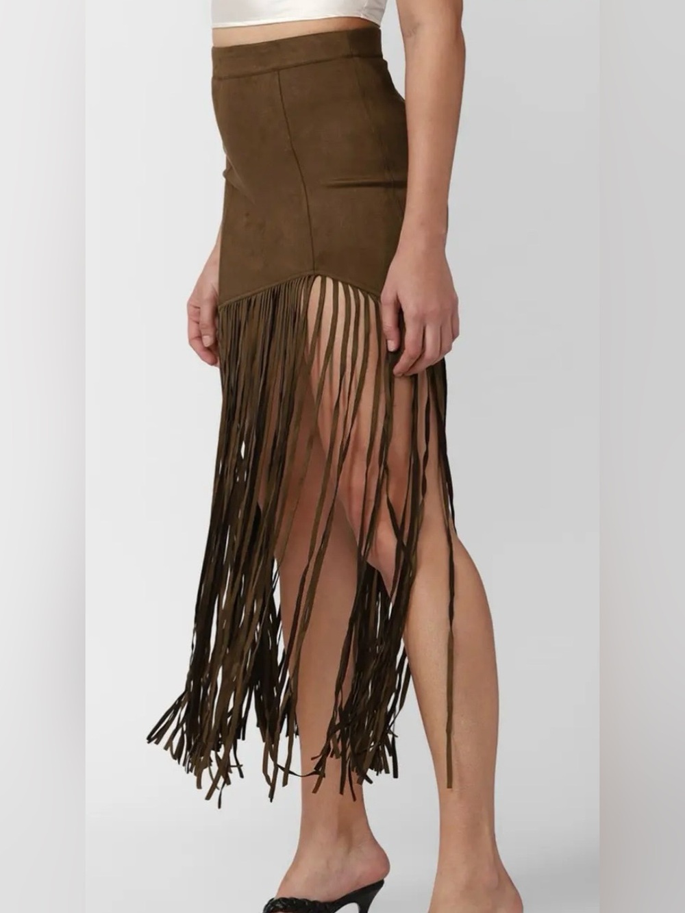 NWT Forever 21 Faux Leather Fringe Skirt